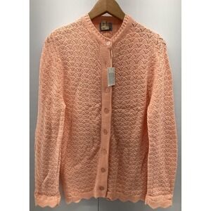 Vintage Wintuk Cardigan Sweater‎ Womens Medium Peach Button Front Made USA 90s